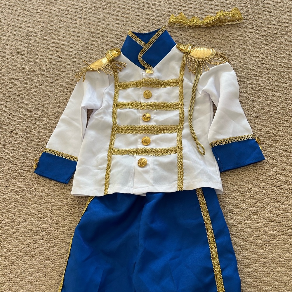 Toddler Prince costume White and Blue Costume with Gold Accents